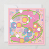 カラフルの泡第3誕生日のパーティの招待状 招待状 (正面)