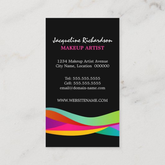 カラフルの渦巻のメーキャップアーティスト 名刺 (裏面)