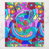 カラフルの溝の平和と愛 ワインラベル (シングルラベル)