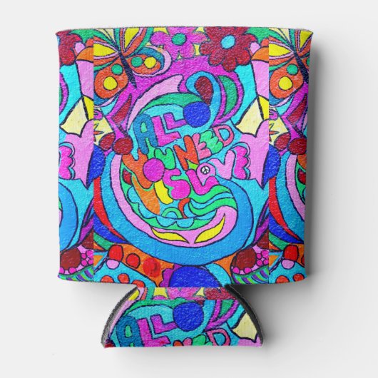 カラフルの溝の平和と愛 缶クーラー (正面)