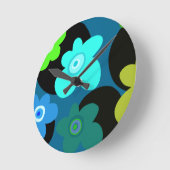 カラフルの溝状の花 ラウンド壁時計 (傾斜)