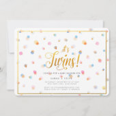 カラフルの点の双生児のベビーシャワーの招待状 招待状 (正面)