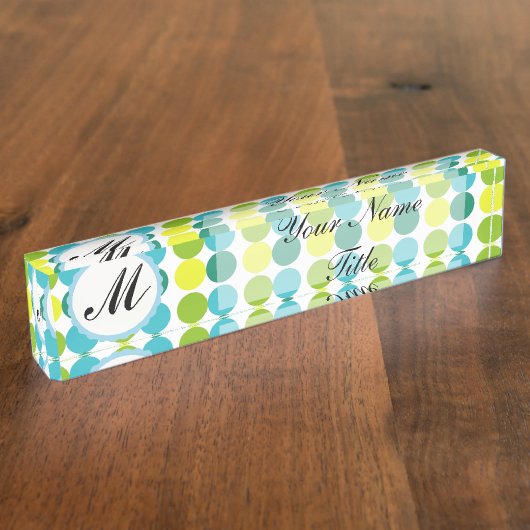 カラフルの点の机用ネームプレートのカスタムのモノグラム デスクネームプレート (側面)