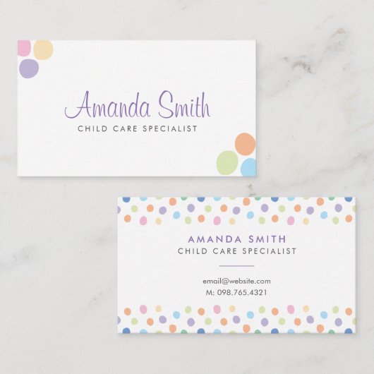 カラフルの点の育児のベビーシッターをする名刺 名刺 (正面/裏面)