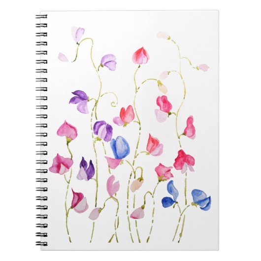 カラフルの甘いエンドウの花の水色 ノートブック (正面)