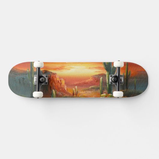 カラフルの砂漠の日没の絵画の絵画 スケートボード (横)