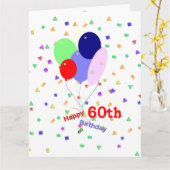 カラフルの第60誕生日の気球 カード (黄色い花)