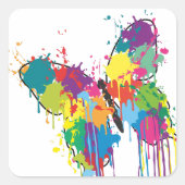 カラフルの絵を描抽象芸術 スクエアシール (正面)