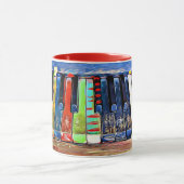 カラフルの色彩の鮮やかなピアノはアートな音楽コーヒー・マグを調整します マグカップ (中央)