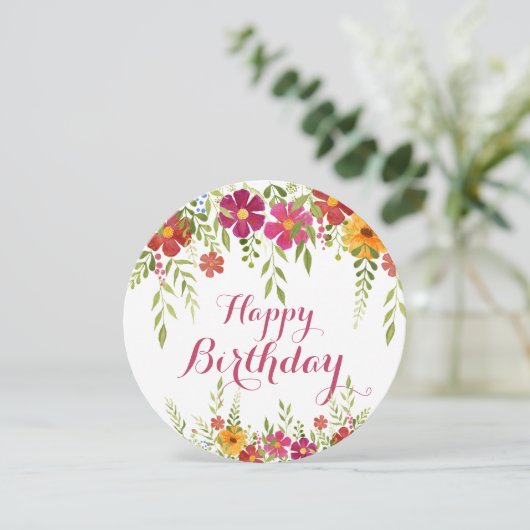 カラフルの花のバースデー・カード カード (スタンド正面)