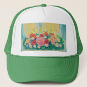 カラフルの花の絵を描くこと キャップ (正面)