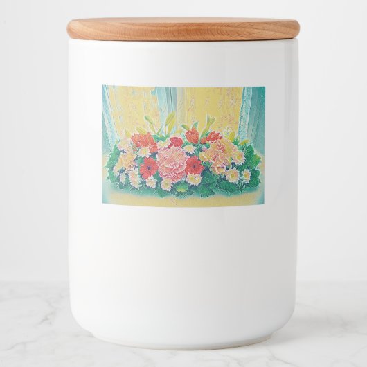カラフルの花の絵を描くこと フードラベル (正面)