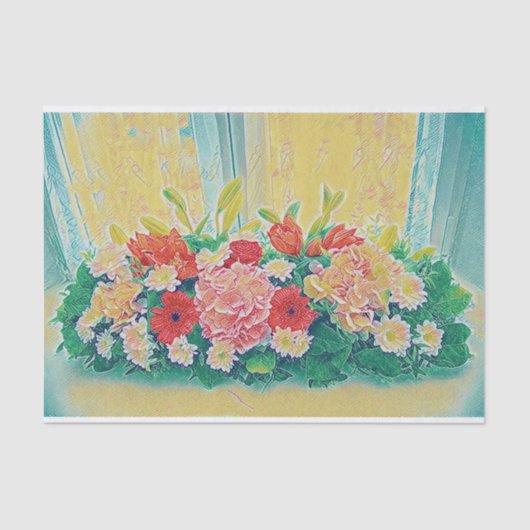 カラフルの花の絵を描くこと 薄葉紙 (正面)