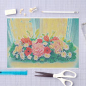 カラフルの花の絵を描くこと 薄葉紙 (クラフト)