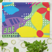 カラフルの花の背景 キッチンタオル (折り畳み)