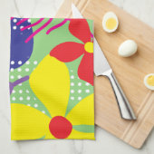 カラフルの花の背景 キッチンタオル (四つ折り)