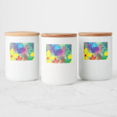 カラフルの花の背景 フードラベル (ボトル)