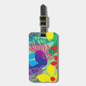 カラフルの花の背景 ラゲッジタグ (正面縦)