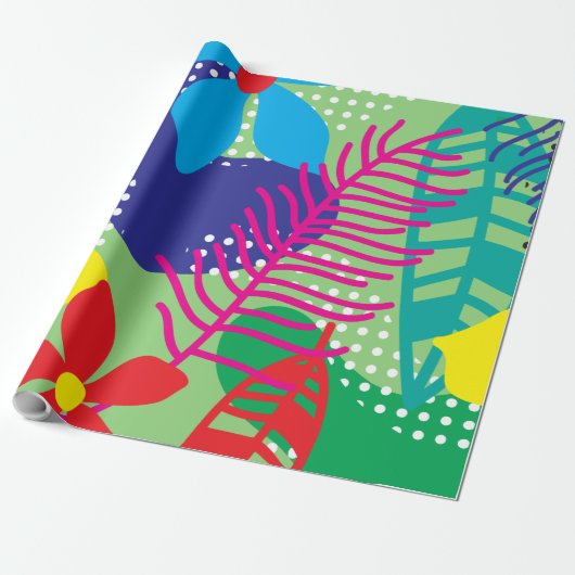 カラフルの花の背景 ラッピングペーパー (アンロールド)