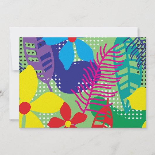 カラフルの花の背景 招待状 (正面)