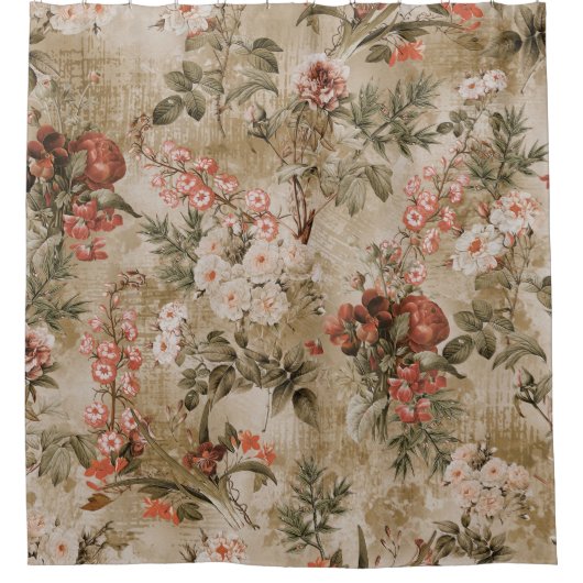 カラフルの花の背景。水色イラストレティ シャワーカーテン (正面)