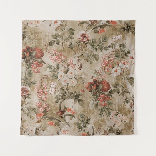 カラフルの花の背景。水色イラストレティ タペストリー (正面)