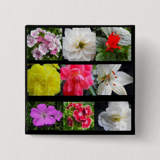 カラフルの花 缶バッジ (正面)