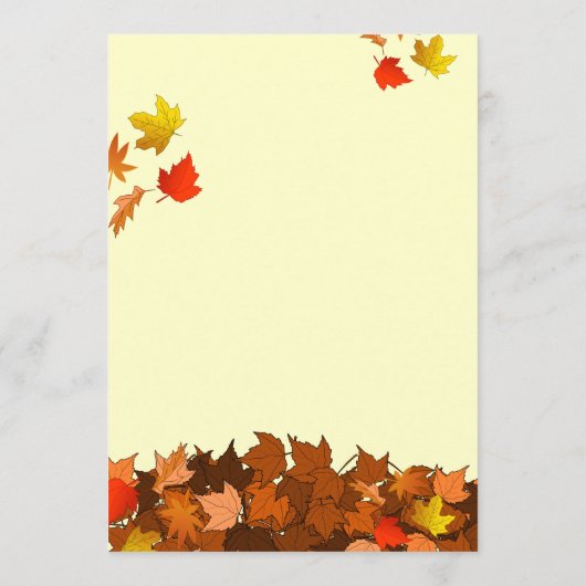 カラフルの落ちる葉の感謝祭の夕食メニュー メニュー (裏面)