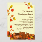 カラフルの落ちる葉の感謝祭の夕食メニュー メニュー (正面/裏面)