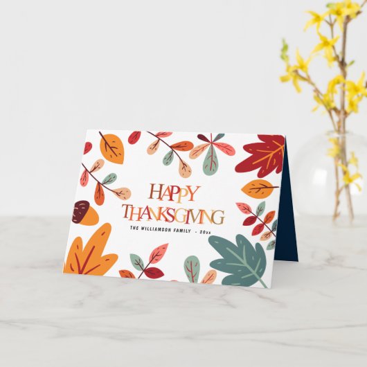 カラフルの葉の感謝祭の挨拶 カード (黄色い花)