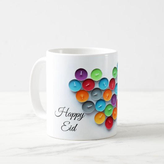 カラフルの蝋燭のマグを持つEidムバラク コーヒーマグカップ (正面左)