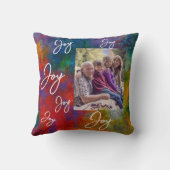 カラフルの追加フォトホリデーJoy クッション (裏面)