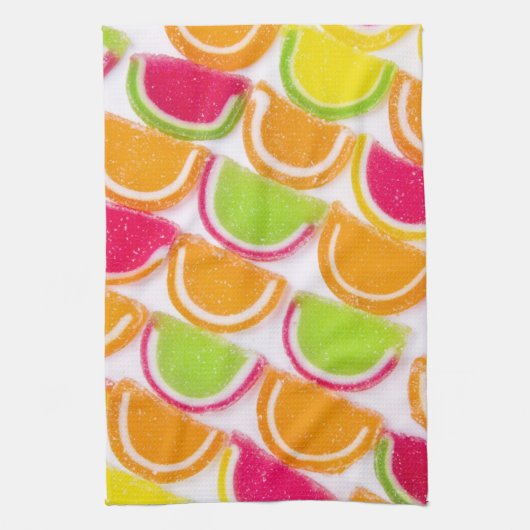 カラフルの違うなゼリーキャンデー キッチンタオル (縦)