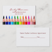 カラフルの鉛筆の先生の名刺 予約カード (正面/裏面)