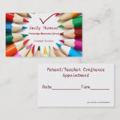 カラフルの鉛筆の先生の名刺 予約カード (正面/裏面)