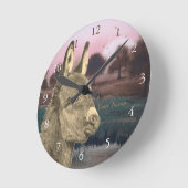 カラフルの風光明媚な生き生きとした写真かわいいロバ ラウンド壁時計 (傾斜)