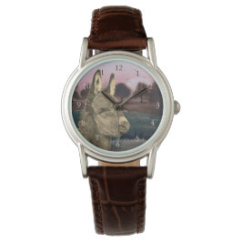 カラフルの風光明媚な生き生きとした写真かわいいロバ 腕時計