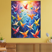 カラフルの鳥折り紙 キャンバスプリント (インサイチュ (リビング))