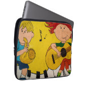 カラフルの黄色のライブミュージック ラップトップスリーブ (正面右)