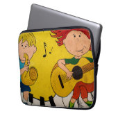 カラフルの黄色のライブミュージック ラップトップスリーブ (正面左)