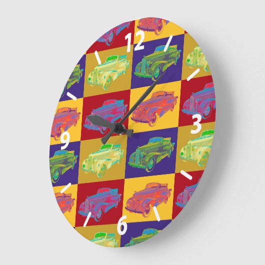 カラフルの1938年のキャデラックLasalleのポップアート ラージ壁時計 (傾斜)