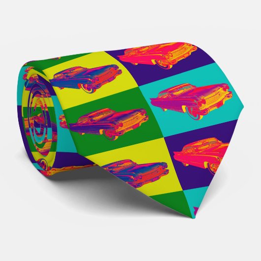 カラフルの1960年のキャデラックの贅沢な車のポップアート ネクタイ (ロール)