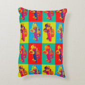 カラフルの1971年のランドローバーの小型トラックのポップアート アクセントクッション (裏面(縦))