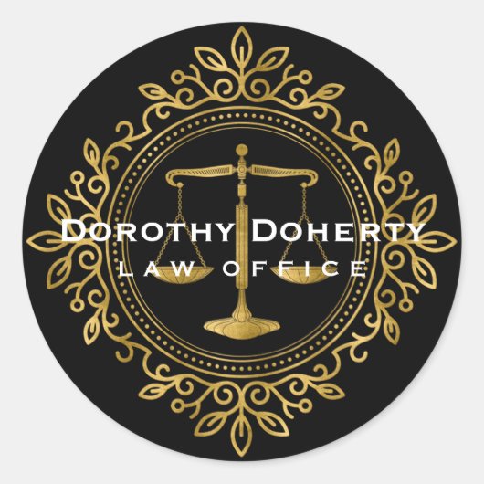 カラフルはかりで測白熱［赤熱］光を放つ裁 |法律の贈り物 ラウンドシール (正面)