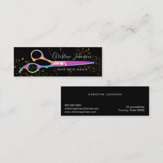 カラフルはさみフェイクグリッター スキニー名刺 (正面/裏面)