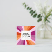 カラフルはっきりしたストライプMinimalist Pink Social Icons スクエア名刺 (スタンド正面)