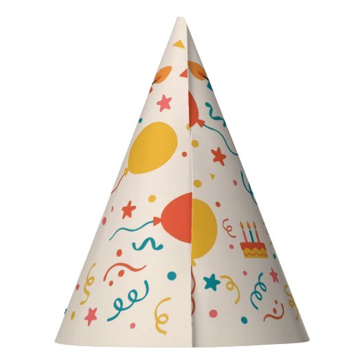 カラフルはっきりしたハッピーバースデー パーティーハット (裏面)