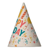カラフルはっきりしたハッピーバースデー パーティーハット (右)