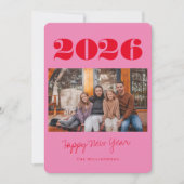 カラフルはっきりしたピンク赤2枚2025年新年 シーズンカード (正面)