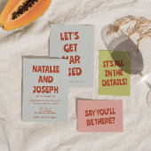 カラフルはっきりしたファンキー結婚ユニークレトロ 招待状